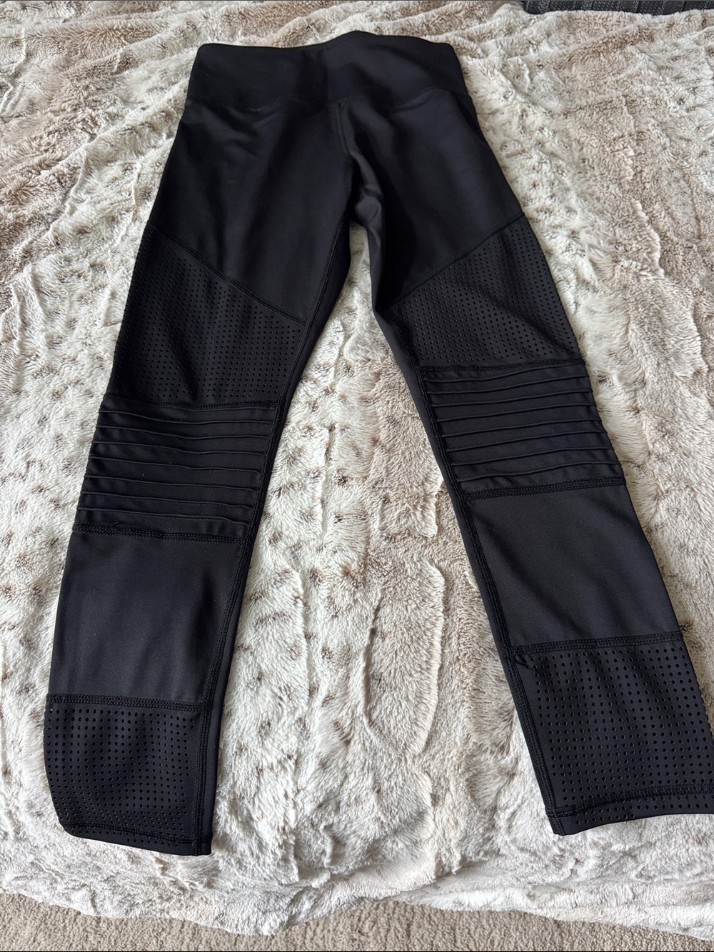 ZYIA Black woman's Moto-Inspired Performance leggings